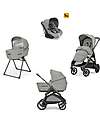 Inglesina Aptica System Quattro - Satin Grey - Passeggino + Culla Standup + Seggiolino Auto Darwin Passeggini Trio e Duo