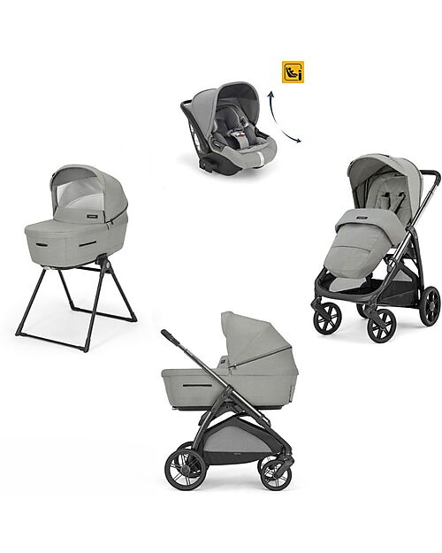 Inglesina Aptica System Quattro - Satin Grey - Passeggino + Culla Standup + Seggiolino Auto Darwin Recline Passeggini Trio e Duo