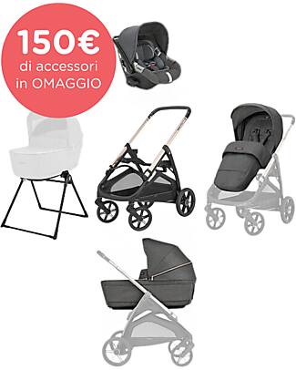 Inglesina Aptica System Quattro - Velvet Grey - Passeggino + Culla Standup + Seggiolino Auto Darwin Passeggini Trio e Duo