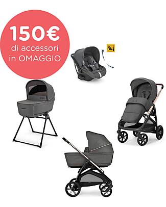 Inglesina Aptica System Quattro - Velvet Grey - Passeggino + Culla Standup + Seggiolino Auto Darwin Recline Passeggini Trio e Duo