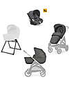 Inglesina Aptica System Quattro - Velvet Grey - Seduta All Season + Culla Open Up + Standup + Seggiolino Auto Darwin Passeggini Trio e Duo