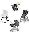 Inglesina Aptica System Quattro - Velvet grey - Seduta All Season + Culla Open Up + Standup + Seggiolino Auto Darwin Recline Passeggini Trio e Duo