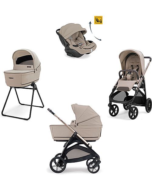 Inglesina Aptica System Quattro - Vicuna Beige - Passeggino + Culla Standup + Seggiolino Auto Darwin Recline EVO + Telaio Palladio Passeggini Classici