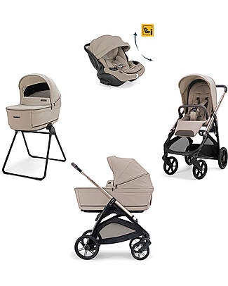Inglesina Aptica System Quattro - Vicuna Beige - Passeggino + Culla Standup + Seggiolino Auto Darwin Recline EVO + Telaio Palladio Passeggini Classici