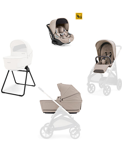 Inglesina Aptica System Quattro - Vicuna Beige - Seduta All Season + Culla Open Up + Standup + Seggiolino Auto Darwin Passeggini Classici