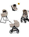 Inglesina Aptica System Quattro - Vicuna Beige - Seduta All Season + Culla Open Up + Standup + Seggiolino Auto Darwin + Telaio Palladio Passeggini Trio e Duo