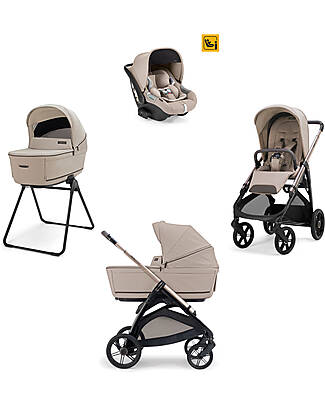 Inglesina Aptica System Quattro - Vicuna Beige - Seduta All Season + Culla Open Up + Standup + Seggiolino Auto Darwin + Telaio Palladio Passeggini Trio e Duo