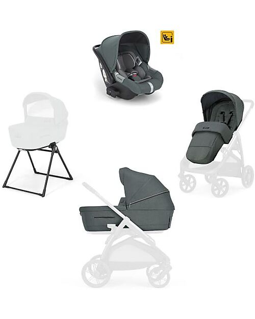 Inglesina Aptica System Trio - Emerald Green - Seduta Passeggino + Culla Standup + Seggiolino Auto Darwin Passeggini Trio e Duo