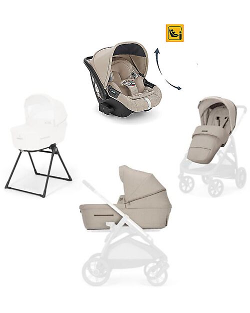 Inglesina Aptica System Trio - Pashmina Beige - Seduta Passeggino + Culla Standup + Seggiolino Auto Darwin Recline Passeggini Trio e Duo