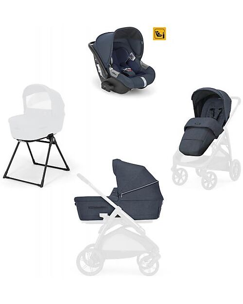 Inglesina Aptica System Trio - Resort Blue - Seduta Passeggino + Culla Standup + Seggiolino Auto Darwin Passeggini Trio e Duo