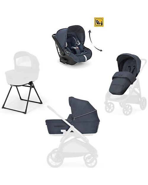 Inglesina Aptica System Trio - Resort Blue - Seduta Passeggino + Culla Standup + Seggiolino Auto Darwin Recline Passeggini Trio e Duo