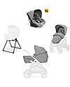 Inglesina Aptica System Trio - Satin Grey - Seduta Passeggino + Culla Standup + Seggiolino Auto Darwin Passeggini Trio e Duo