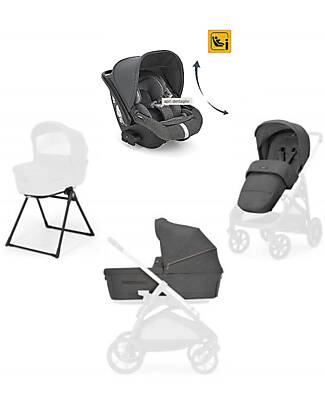 Inglesina Aptica System Trio - Velvet Grey - Seduta Passeggino + Culla Standup + Seggiolino Auto Darwin Recline Passeggini Trio e Duo