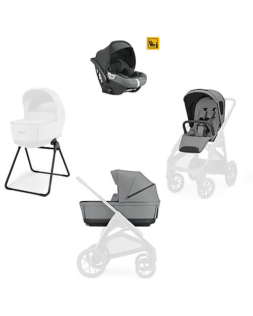 Inglesina Aptica XT System Quattro - Canyon Grey - Seduta All Season + Culla Open Up + Standup + Seggiolino Auto Darwin Passeggini Classici