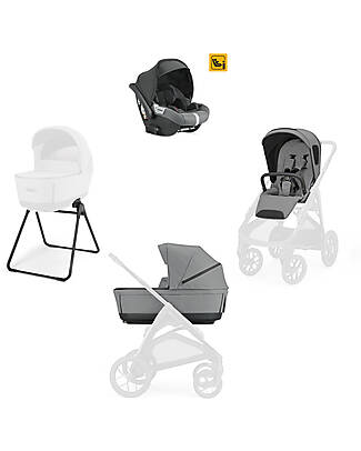 Inglesina Aptica XT System Quattro - Canyon Grey - Seduta All Season + Culla Open Up + Standup + Seggiolino Auto Darwin Passeggini Classici
