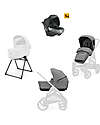 Inglesina Aptica XT System Quattro - Canyon Grey - Seduta All Season + Culla Open Up + Standup + Seggiolino Auto Darwin Passeggini Trio e Duo
