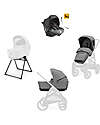 Inglesina Aptica XT System Quattro - Canyon Grey - Seduta All Season + Culla Open Up + Standup + Seggiolino Auto Darwin Recline Passeggini Trio e Duo