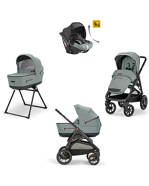 Inglesina Aptica XT System Quattro - Igloo Grey - Passeggino + Culla Standup + Seggiolino Auto Darwin Recline Passeggini Trio e Duo