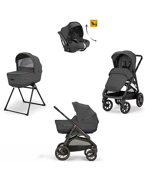 Inglesina Aptica XT System Quattro - Magnet Grey - Passeggino + Culla Standup + Seggiolino Auto Darwin Recline Passeggini Trio e Duo