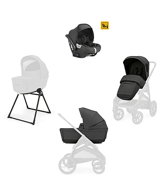 Inglesina Aptica XT System Quattro - Magnet Grey - Seduta All Season + Culla Open Up + Standup + Seggiolino Auto Darwin Passeggini Trio e Duo