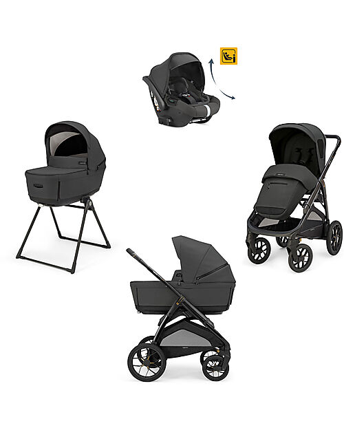 Inglesina Aptica XT System Quattro - Magnet Grey - Seduta All Season + Culla Open Up + Standup + Seggiolino Auto Darwin Recline Passeggini Trio e Duo