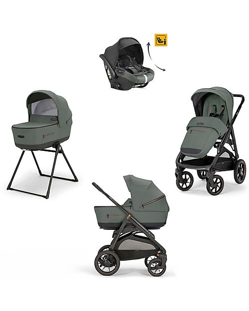 Inglesina Aptica XT System Quattro - Taiga Green - Passeggino + Culla Standup + Seggiolino Auto Darwin Recline Passeggini Trio e Duo