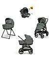 Inglesina Aptica XT System Quattro - Taiga Green - Passeggino + Culla Standup + Seggiolino Auto Darwin Recline Passeggini Trio e Duo