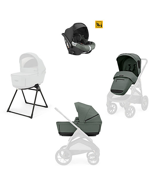 Inglesina Aptica XT System Quattro - Taiga Green - Seduta All Season + Culla Open Up + Standup + Seggiolino Auto Darwin Passeggini Trio e Duo