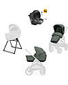 Inglesina Aptica XT System Quattro - Taiga Green - Seduta All Season + Culla Open Up + Standup + Seggiolino Auto Darwin Recline Passeggini Trio e Duo