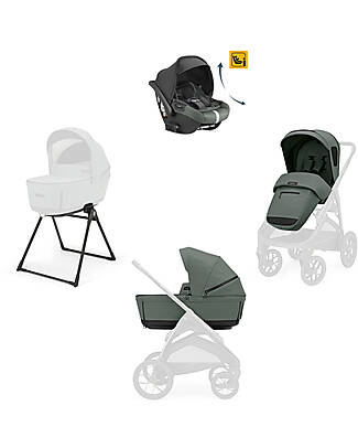 Inglesina Aptica XT System Quattro - Taiga Green - Seduta All Season + Culla Open Up + Standup + Seggiolino Auto Darwin Recline Passeggini Trio e Duo