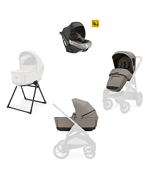 Inglesina Aptica XT System Quattro - Tundra Beige - Seduta All Season + Culla Open Up + Standup + Seggiolino Auto Darwin Passeggini Trio e Duo