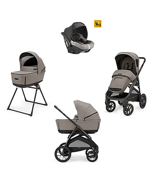 Inglesina Aptica XT System Quattro - Tundra Beige - Seduta All Season + Culla Open Up + Standup + Seggiolino Auto Darwin Passeggini Trio e Duo