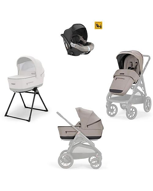 Inglesina Aptica XT System Trio - Tundra Beige - Seduta Passeggino + Culla Standup + Seggiolino Auto Darwin Passeggini Trio e Duo