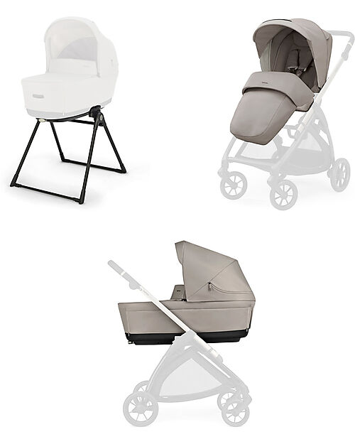 Inglesina Elecat System Duo - Battery Beige - Seduta All Season + Culla Open Up Passeggini Trio e Duo