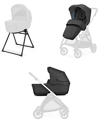 Inglesina Elecat System Duo - Upper Black - Seduta All Season + Culla Open Up Passeggini Trio e Duo