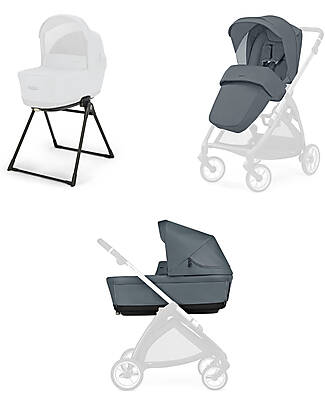 Inglesina Electa System Duo - Union Grey - Seduta All Season + Culla Open Up Passeggini Trio e Duo