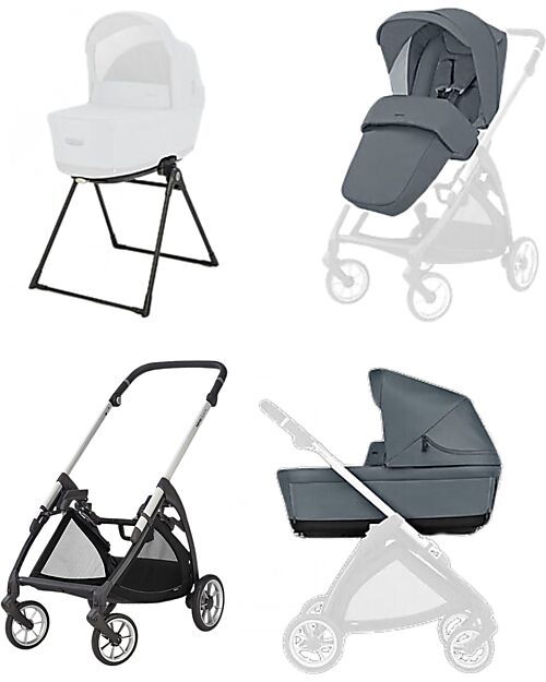 Inglesina Electa System Duo - Union Grey - Seduta All Season + Culla Open Up Passeggini Trio e Duo