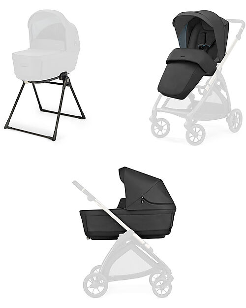 Inglesina Electa System Duo - Upper Black - Seduta All Season + Culla Open Up Passeggini Trio e Duo