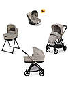 Inglesina Electa System Quattro - Battery Beige - Passeggino + Culla Standup + Seggiolino Auto Darwin Passeggini Trio e Duo