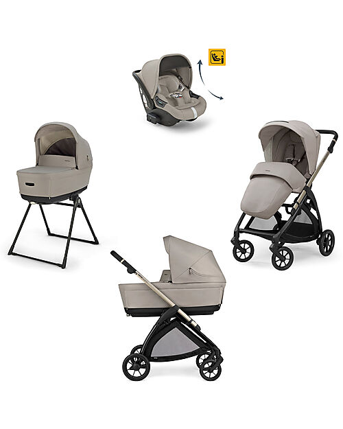 Inglesina Electa System Quattro - Battery Beige - Passeggino + Culla Standup + Seggiolino Auto Darwin Recline Passeggini Trio e Duo