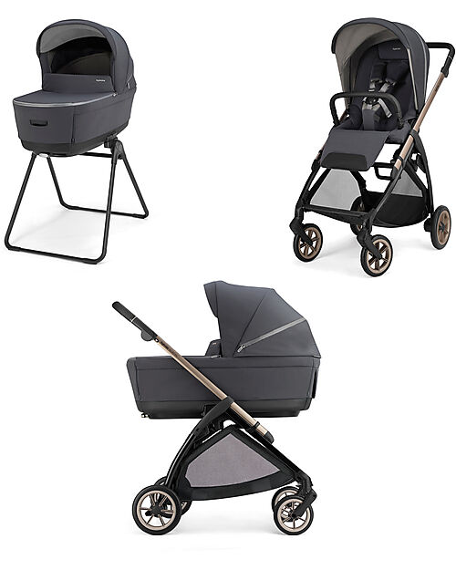 Inglesina Electa System Quattro DUO - Garage Grey - Passeggino + Culla Standup + Telaio Bronze Black Passeggini Trio e Duo