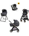 Inglesina Electa System Quattro - Garage Grey - Passeggino + Culla Standup + Seggiolino Auto Darwin Infant I-Size + Telaio Bronze Black Passeggini Trio e Duo