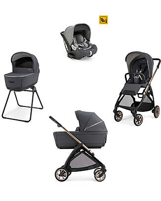 Inglesina Electa System Quattro - Garage Grey - Passeggino + Culla Standup + Seggiolino Auto Darwin Infant I-Size + Telaio Bronze Black Passeggini Trio e Duo