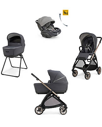 Inglesina Electa System Quattro - Garage Grey - Passeggino + Culla Standup + Seggiolino Auto Darwin Recline EVO + Telaio Bronze Black Passeggini Trio e Duo