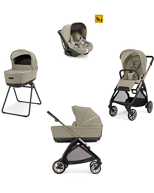 Inglesina Electa System Quattro - Hangar Beige - Passeggino + Culla Standup + Seggiolino Auto Darwin Infant I-Size + Telaio Bronze Black Passeggini Trio e Duo