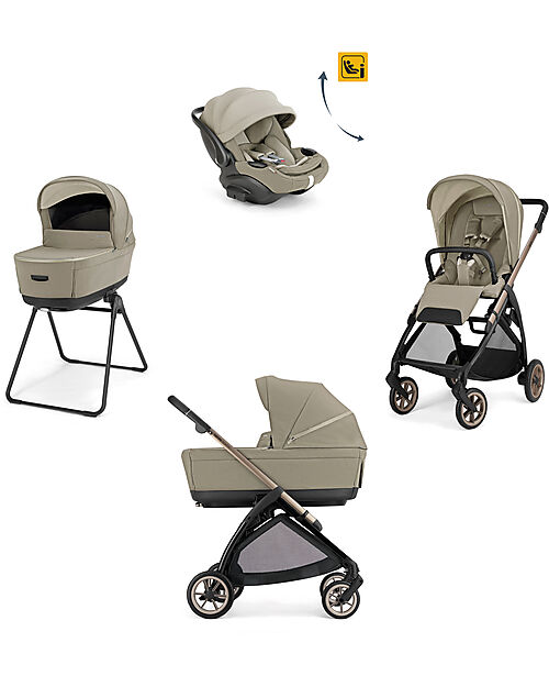 Inglesina Electa System Quattro - Hangar Beige - Passeggino + Culla Standup + Seggiolino Auto Darwin Recline EVO + Telaio Bronze Black Passeggini Trio e Duo