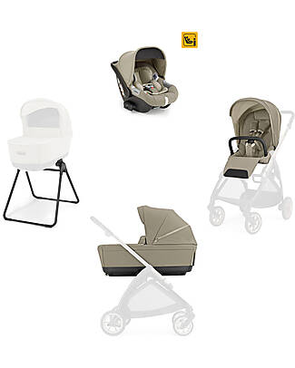 Inglesina Electa System Quattro - Hangar Beige - Seduta All Season + Culla Open Up + Standup + Seggiolino Auto Darwin Passeggini Classici