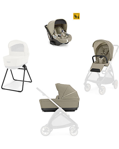 Inglesina Electa System Quattro - Hangar Beige - Seduta All Season + Culla Open Up + Standup + Seggiolino Auto Darwin Recline Passeggini Classici