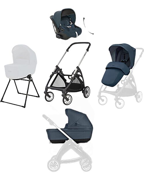 Inglesina Electa System Quattro - Hudson Blue - Passeggino + Culla Standup + Seggiolino Auto Darwin Recline Passeggini Trio e Duo