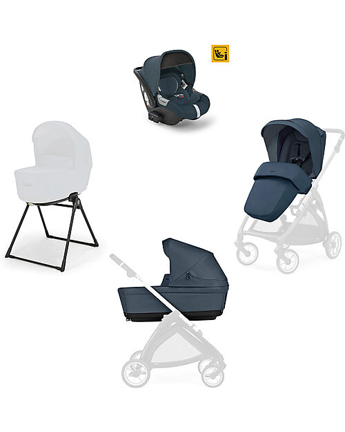 Inglesina Electa System Quattro - Hudson Blue - Seduta All Season + Culla Open Up + Standup + Seggiolino Auto Darwin Passeggini Trio e Duo